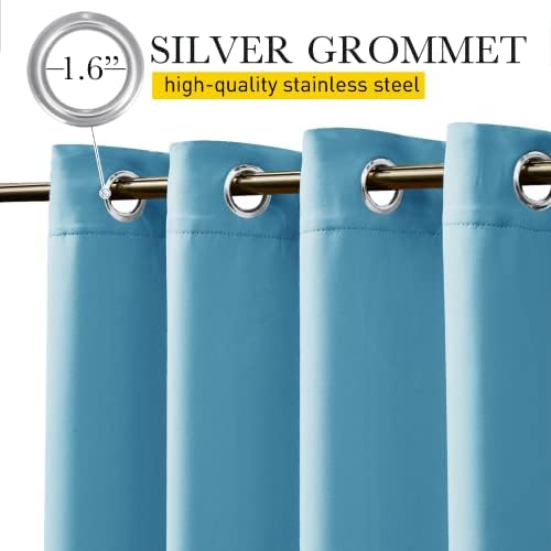 NICETOWN Weighted Curtains for Patio Waterproof W66xL84 Teal Blue 2 Panels - Image 2