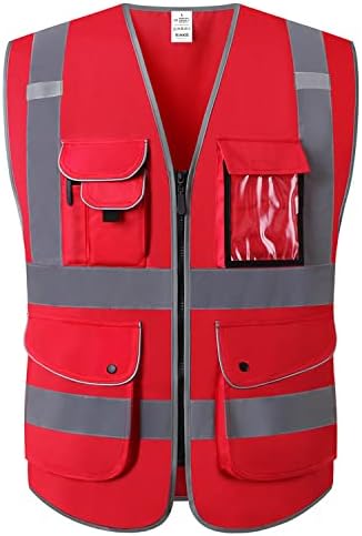 XIAKE 9 Pockets Class 2 High Visibility Reflective Safety Vest by XIAKE