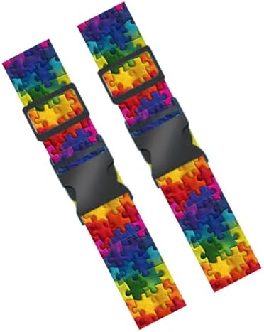 2 Pack Luggage Straps for Suitcases Adjustable Rainbow Puzzle Piece Design by yuenengmaoyi