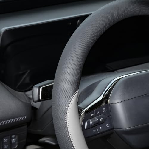 Valleycomfy Microfiber Leather Steering Wheel Cover 14.5"-15" Grey - Image 6