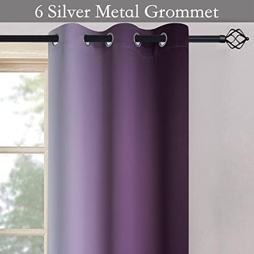 SimpleHome Ombre Purple to Grey White Curtains - Image 5