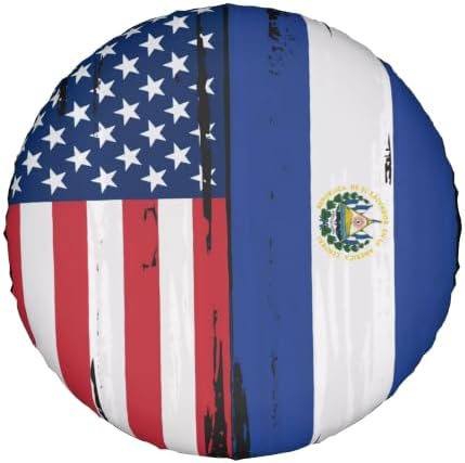 USA El Salvador Flag Spare Tire Cover, Universal Waterproof & Dustproof Wheel - Image 2