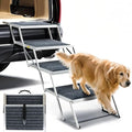 Extra Wide Dog Stairs, Foldable Aluminum Pet Steps by LUFFWELL