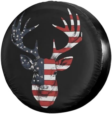 Delerain Hunter American Flag Deer Spare Tire Cover by Delerain