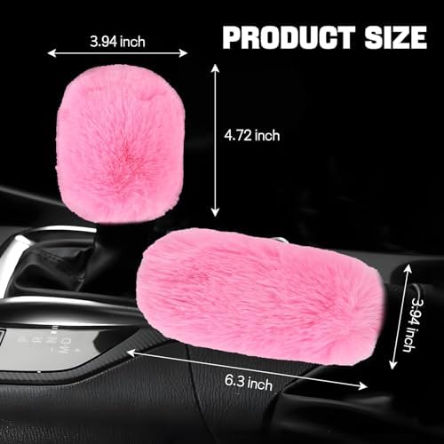 Hovom 2PCS Fluffy Car Gear Shift Knob Cover & Handbrake Cover - Image 2