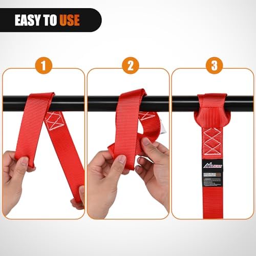 Nilight Soft Loop 1.7"x17" Motorcycle Tie Down Straps 12, 000LBS 8PK Red - Image 5