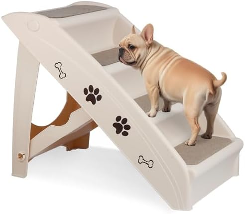 Dog Stairs for High Beds, Foldable Pet Steps Ramp by Saicool