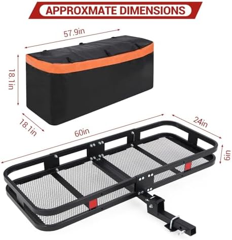 Heavy-Duty Folding Hitch Cargo Carrier, 500 lbs Capacity – Steel Basket - Image 7