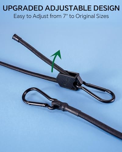 60" 80" Black Adjustable Carabiner Bungee Cords - Image 2