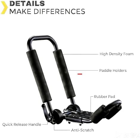 Kayak Roof Rack, Aluminum Kayak Carrier Folding J-Style Universal 3-in-1 - Image 2