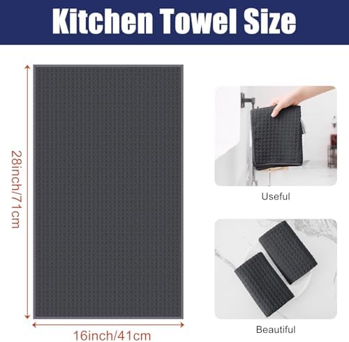 Homaxy Microfiber Waffle Weave Kitchen Towels, 6 Pack, Dark Grey - Image 2