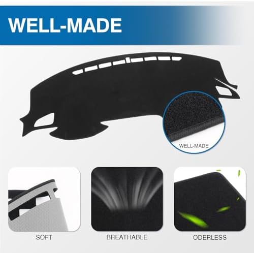 KUST Black Dash Cover Mat for Honda Civic 2016-2021 Polyester Non-Slip - Image 4