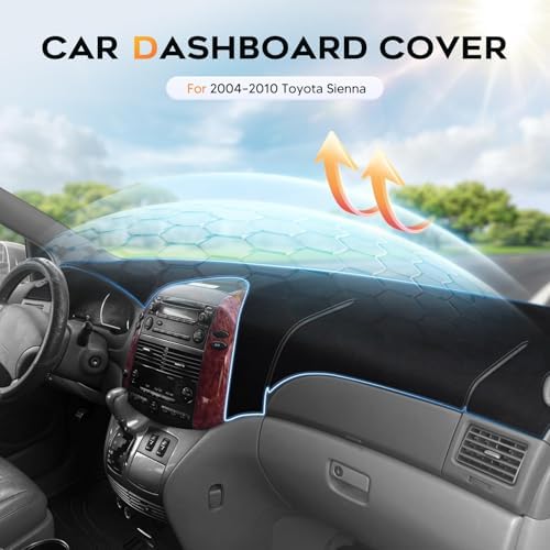 CARTIST Dash Cover for 2004-2010 Toyota Sienna Accessories, Anti-Glare Non-Slip - Image 2