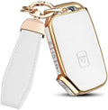 QBUC for KIA Key Fob Cover, Upper Leather + Soft TPU Key Case Shell by QBUC