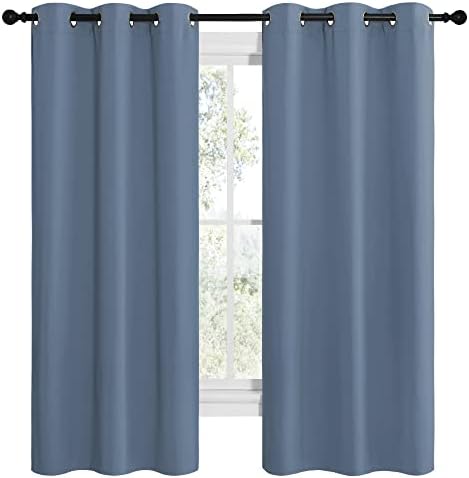 NICETOWN Short Curtains for Kitchen, 1 Pair, 42 x 68-inch, Stone Blue - Image 2