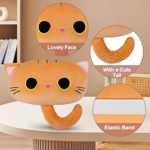 Yellow Cat Car Headrest Pillow Cartoon Car Seat Pillow Cat Neck Support Plush - Image 2