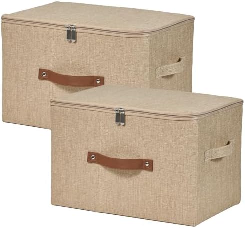 2PCS Storage Bins with Zipper Lids Decorative Lidded Basket Box by VinneGenzz