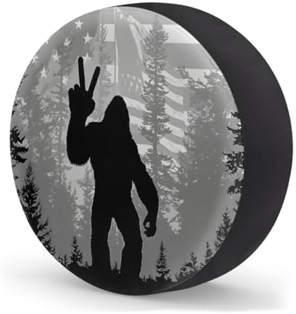 Spare Tire Cover Bigfoot American Flag Wheel Covers Protectors Waterproof - Image 2