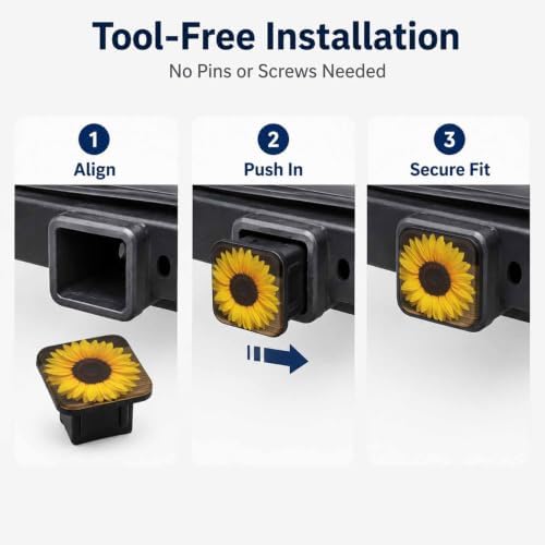 Trailer Hitch Covers Yellow Sunflower Heavy Duty 2 Inch Hitch Cover - Image 7