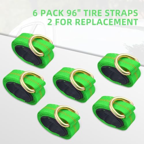 Trekassy Car Tie Down Straps for Trailers, 6 Pack 96 Inch Tire Straps, 4 Pack - Image 2