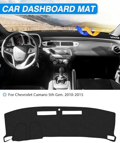 CARTIST Black Dash Cover for Chevrolet Camaro 2010-2015 Dashboard Cover Mat - Image 3