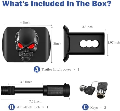 OGYE Metal Skull 3D Emblem Hitch Cover Fits 2" Receivers - Image 6