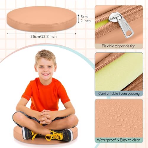 Juexica 8 Pcs Floor Cushions Kids, Retro Groovy Color, 13.8 x 13.8 x 2 Inch - Image 2