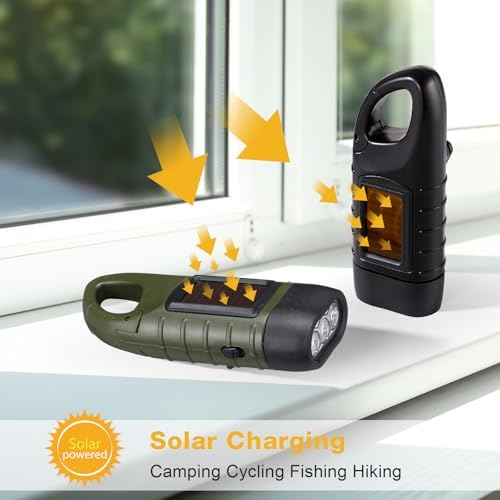 Mudder 4 Pack Hand Crank Solar Flashlight LED Emergency - Image 5
