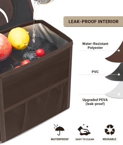 Capolo Car Trash Can with Lid, Leakproof Car Garbage Can Car Trash Bag - Image 4