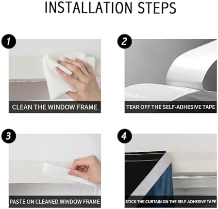 JILRON Adhesive Curtain 100% Blackout No-Drill Easy Install - Image 2