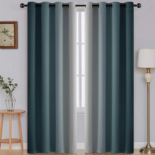 SimpleHome Ombre Stone Blue to Grey White Curtains by SimpleHome
