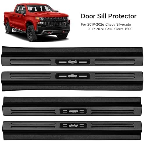4PCS Door Sill Protector for 2019-2026 Chevy Silverado GMC Sierra 1500 Door - Image 2