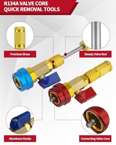31Pcs R134A Valve Core Quick Remover Installer Tool, High Low Pressure AC Valve - Image 5