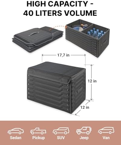 Owleys Car Trunk Organizer, PU Leather, 17.7in 40L - Image 2
