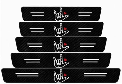 5PCS Love Sign Language Car Door Sill Protector, Leather Sill Stickers by TnLnYn