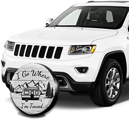I Go Where I'm Towed Spare Tire Cover Waterproof Dust-Proof 15 Inch - Image 2