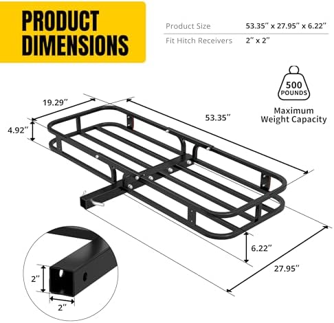 MaxxHaul 70107 53" x 19-1/2" Hitch Cargo Carrier - Image 2