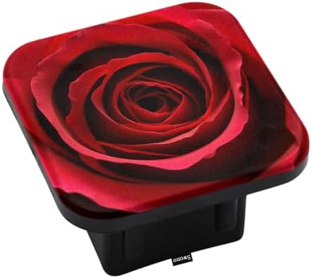 Swono Red Rose Car Towing Hitch Covers Blossom Red Rose Square Trailer Hitch by Swono