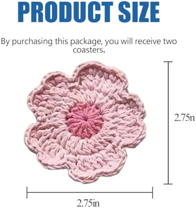 2PCS Handmade Crochet Car Cup Holder Coasters, Cherry Blossoms - Image 2