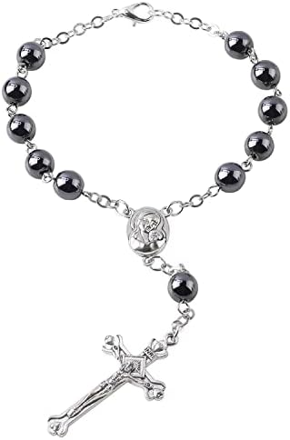 Hematite Beads Auto One Decade Car Rosary Clasp Terra Jerusalem Medal by Luomu