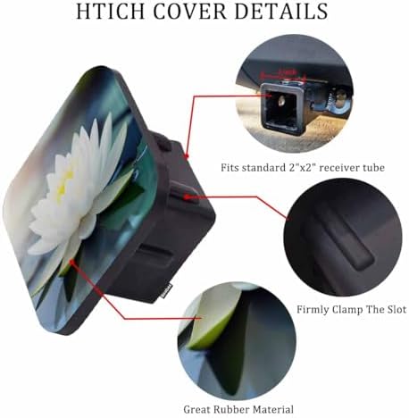 Rubber Hitch Tube Cover Lotus Blossom White Lotus Flower Pond Standard 2" - Image 3