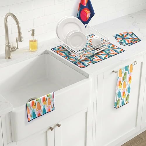 Ritz Waffle Microfiber Kitchen Towel 2pc Set – Three Flowers and Birds – Modern - Image 5