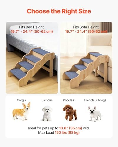 VEVOR Wood Pet Stairs, 4-Step Dog Stairs - Image 5