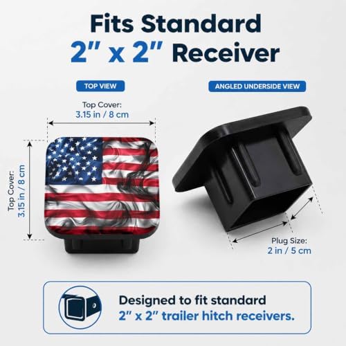 2" Hitch Cover United States America Smoke Flag Rubber Towing Hitch Covers - Image 2