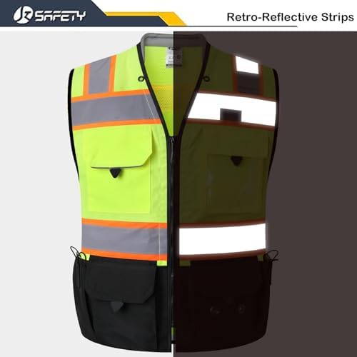 JKSafety Hi-Vis Unisex Surveyor Safety Vest Heavy Duty PPE Inner Pockets - Image 4