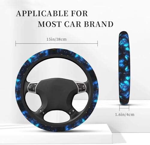 Butterfly Blue Steering Wheel Cover + 2 Cup Coasters - Image 2