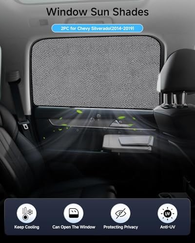 Car Window Shade for Chevy Silverado 2014-2019, 2 Pack UV & Glare Protection - Image 2