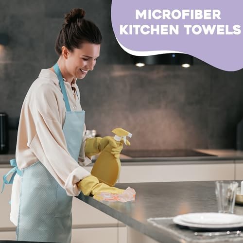 Wildflowers Microfiber Kitchen Towels | Pink & Purple Color Pattern| Waffle - Image 5