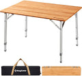 KingCamp Folding Camping Table Bamboo 4-Fold Adjustable Portable Table by KingCamp