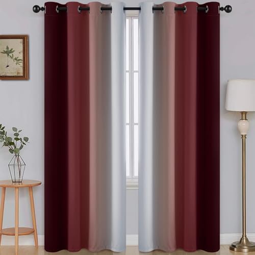 SimpleHome Ombre Curtains Red to Grey White by SimpleHome